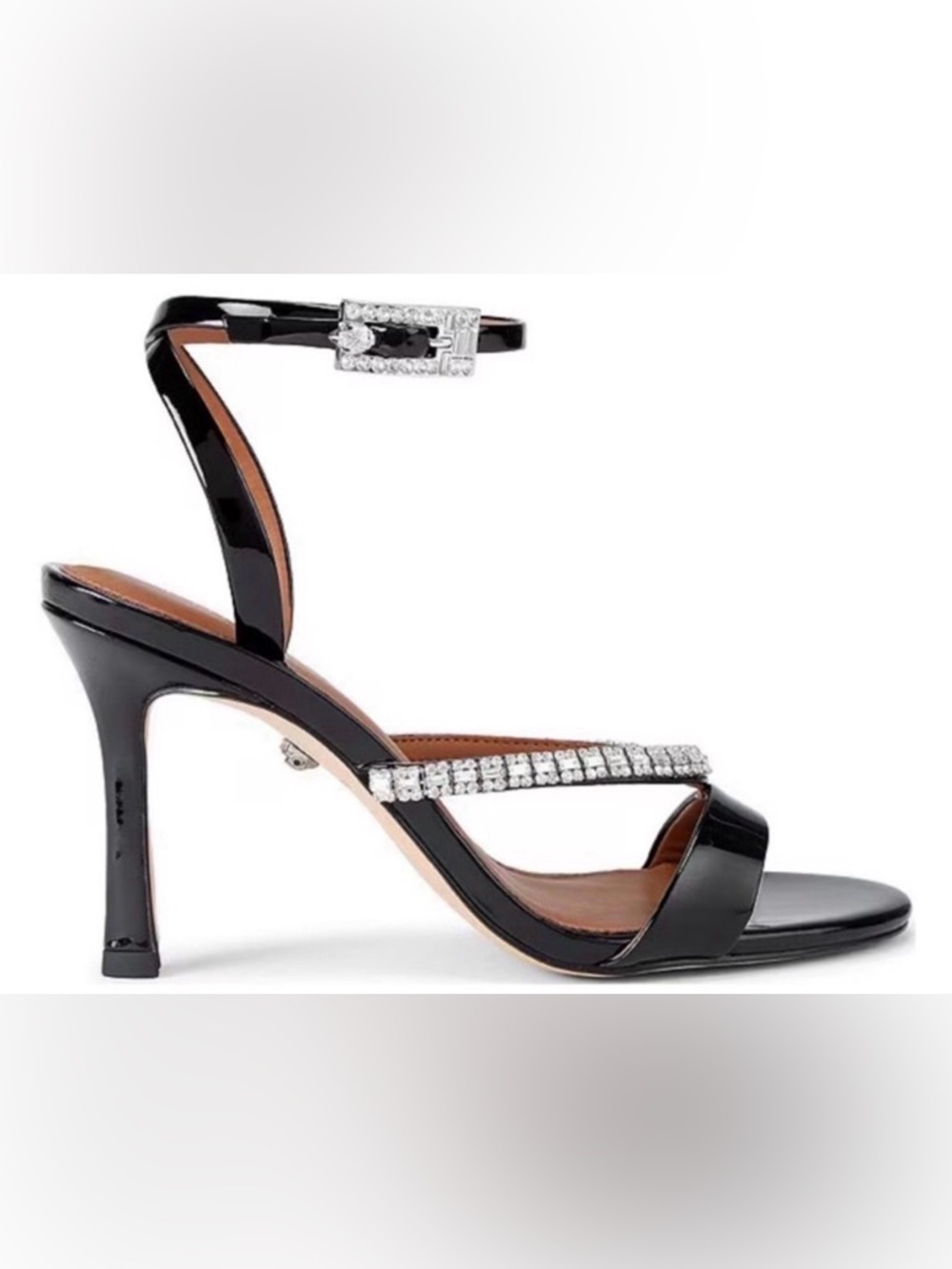 NIB [Kurt Geiger] Black Patent Crystal Strap Dress Sandals Women’s US 7.5 or 9 - Picture 8 of 11